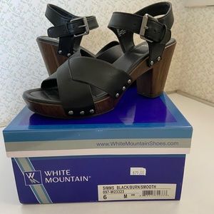 White Mountain Black Sandals